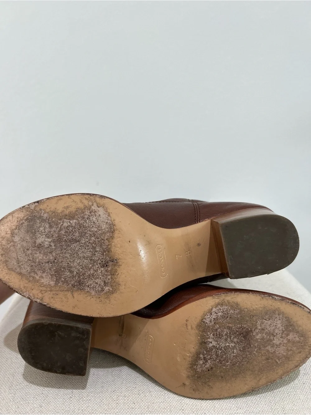 Coach Fayth Leather Riding Boot Chestnut Brown Size 7 B Classic Old Money